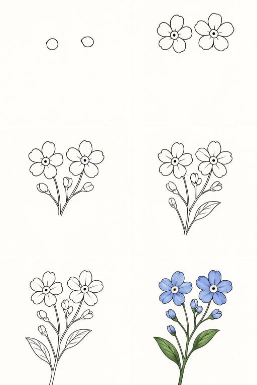 Adorable Forget-Me-Not Drawing Ideas
