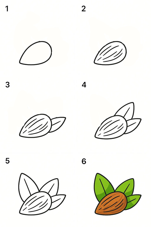 Almond and Leaves Drawing Ideas