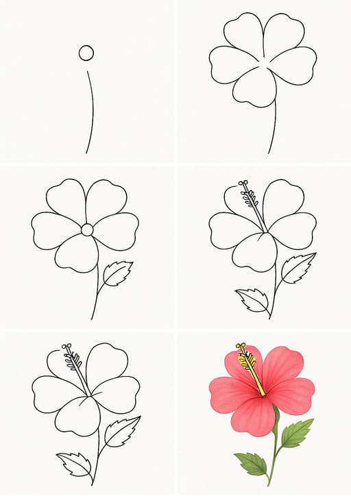 Basic Hibiscus Drawing Ideas