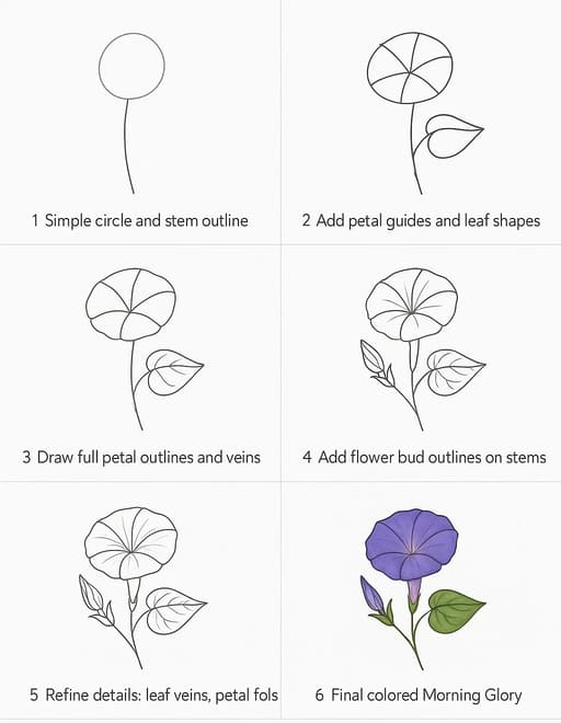 Basic Morning Glory Drawing Ideas
