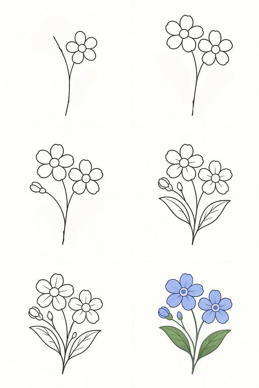 Beautiful Forget-Me-Not Drawing Ideas