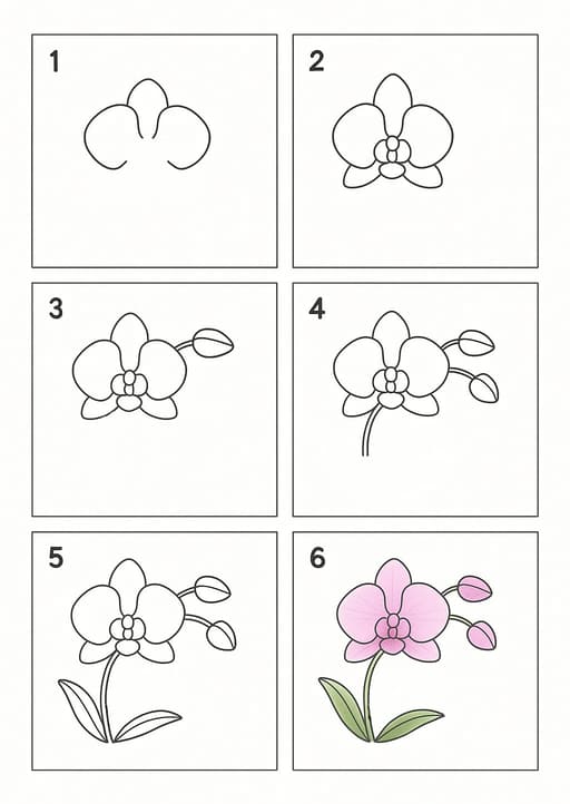 Beautiful Orchid Drawing Ideas