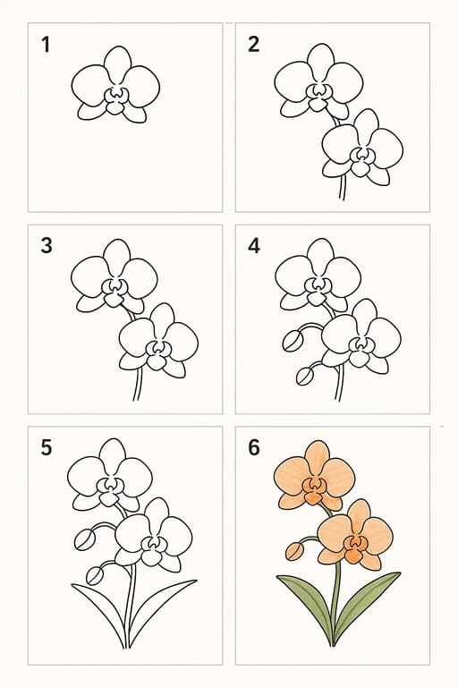 Blooming Orchid Drawing Ideas
