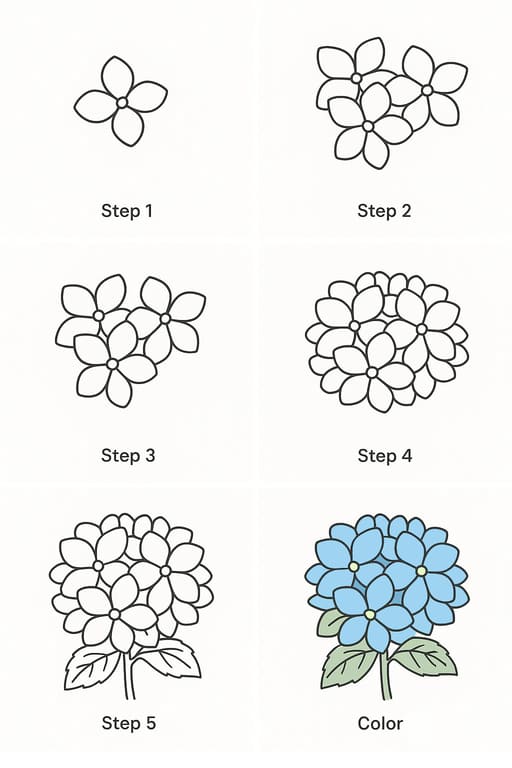 Blue Hydrangea Drawing Ideas