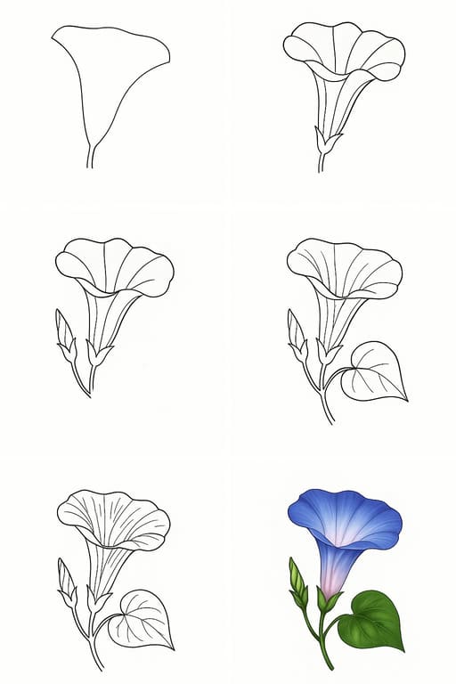Blue Morning Glory Drawing Ideas
