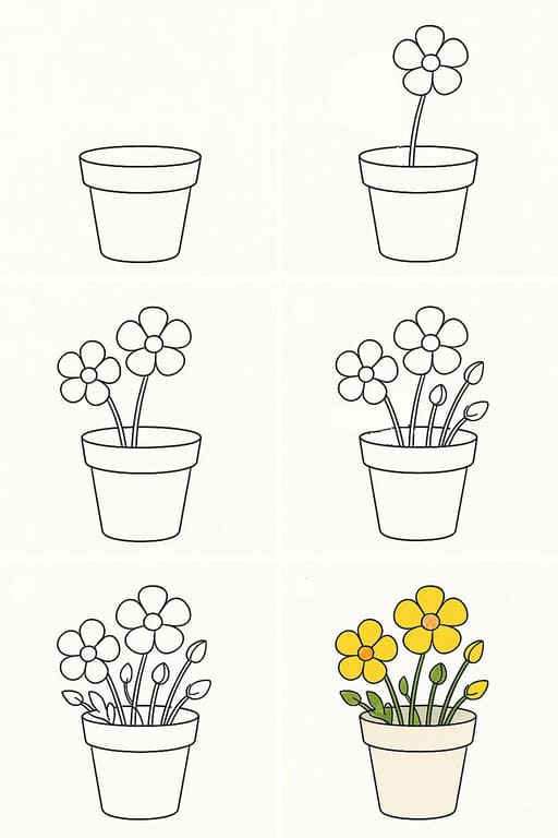 Buttercup Flower Pot Drawing Ideas