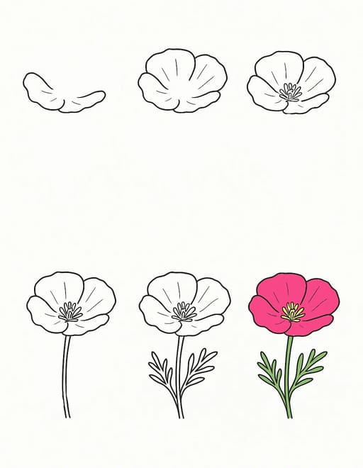California Poppy Adorable Drawing Ideas
