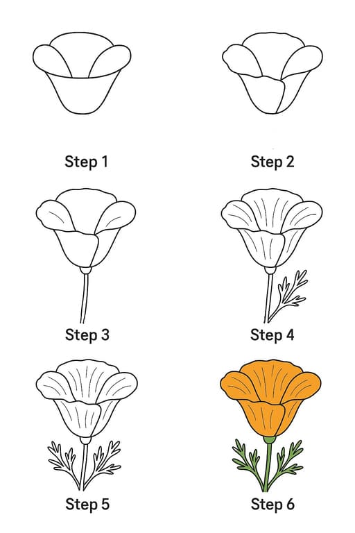 California Poppy Basic Drawing Ideas