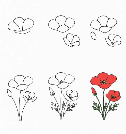 California Poppy Beautiful Drawing Ideas
