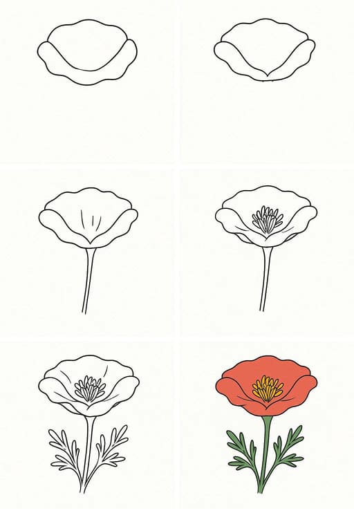 California Poppy Cute Drawing Ideas