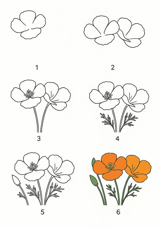 California Poppy Drawing Drawing Ideas