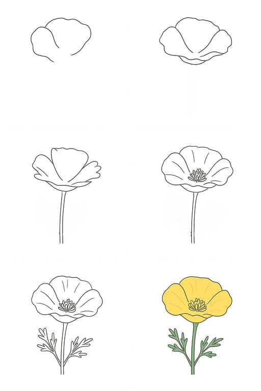 California Poppy Elegant Drawing Ideas