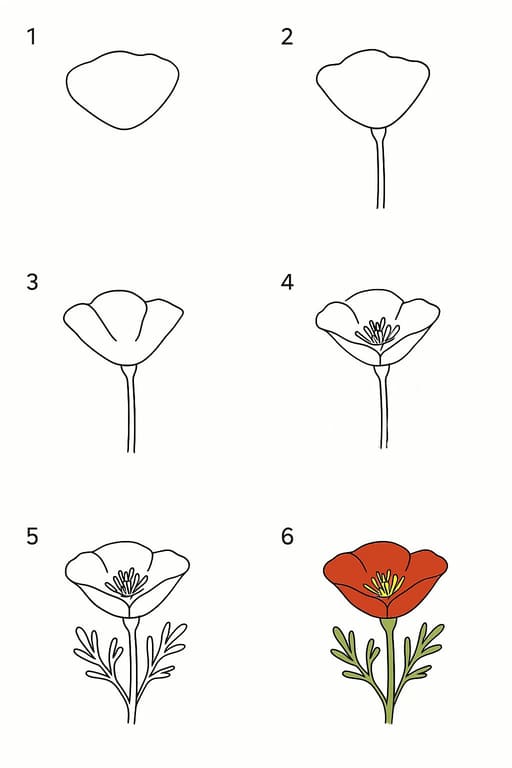 California Poppy For Kids Drawing Ideas