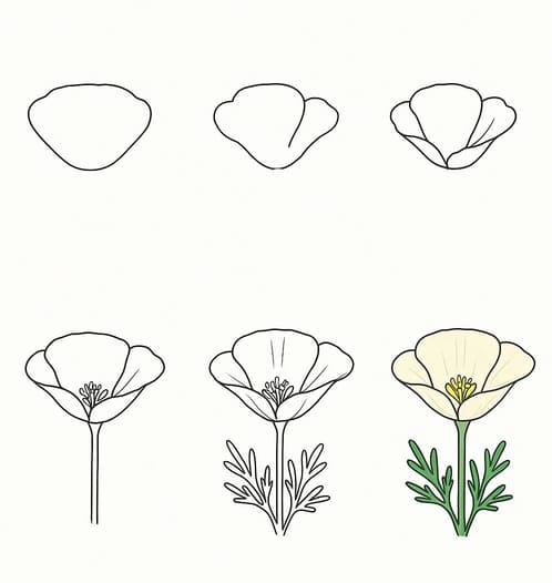California Poppy Ivory Drawing Ideas