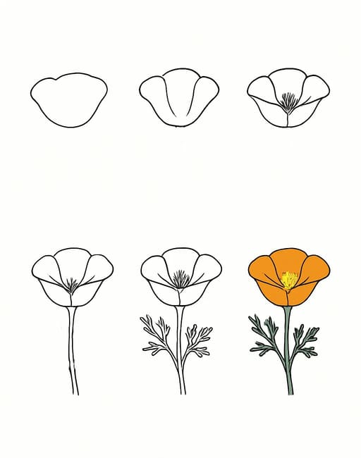 California Poppy Simple Drawing Ideas