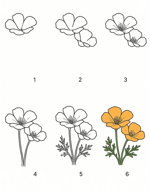 California Poppy Drawing Ideas