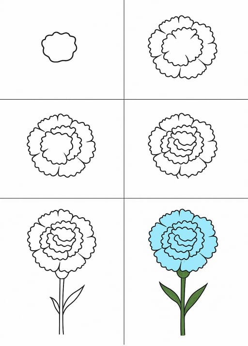 Carnation Blue Drawing Ideas