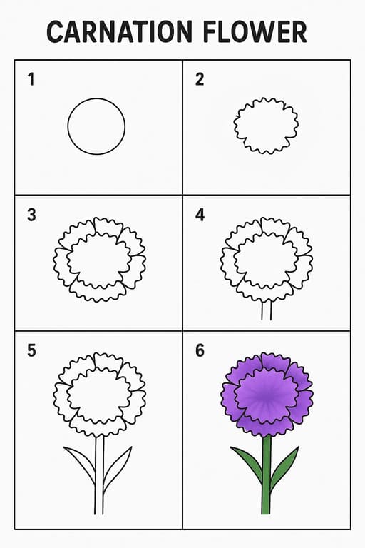 Carnation For Children Drawing Ideas