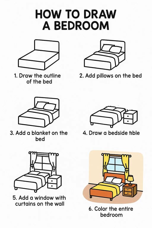 Cartoon Bedroom Drawing Ideas
