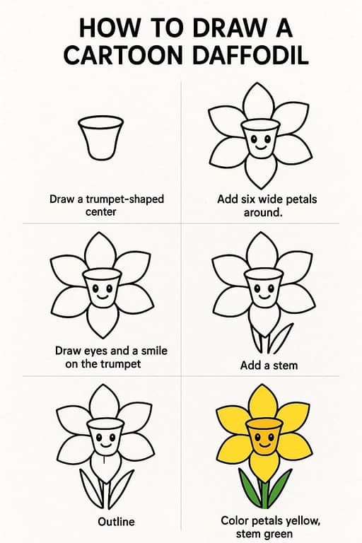 Cartoon Daffodil Drawing Ideas