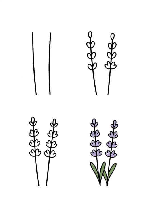 Cartoon Lavender Drawing Ideas