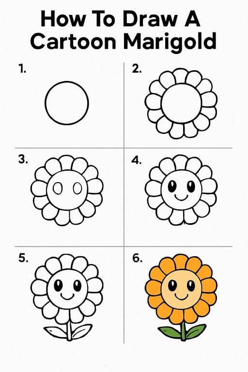 Cartoon Marigold Drawing Ideas