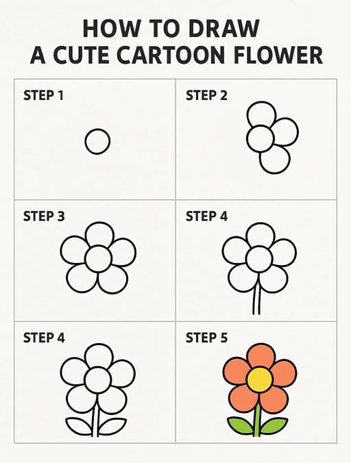 Cute Cartoon Flower Drawing Ideas