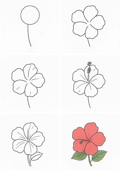 Cute Hibiscus Drawing Ideas
