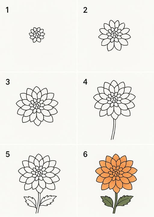 Dahlia Basic Drawing Ideas