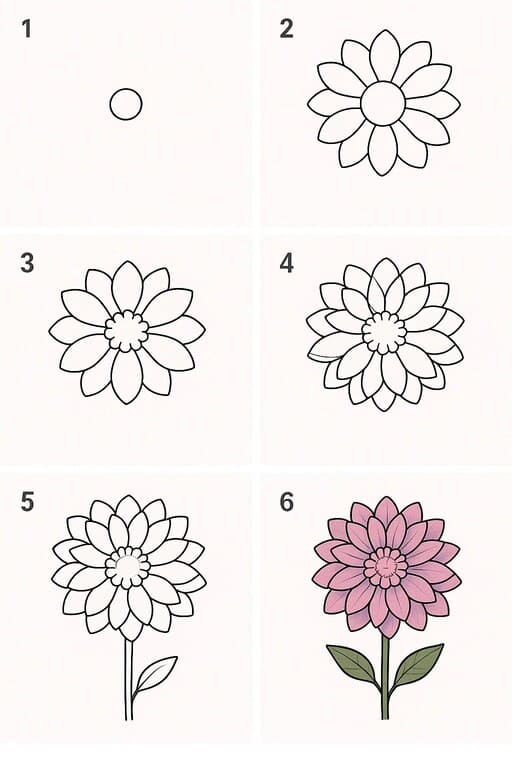 Dahlia Drawing Drawing Ideas