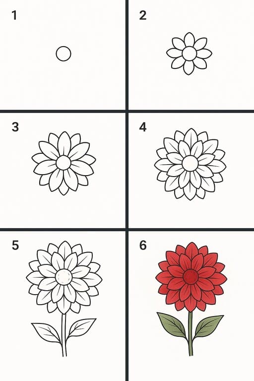Dahlia Easy Drawing Ideas