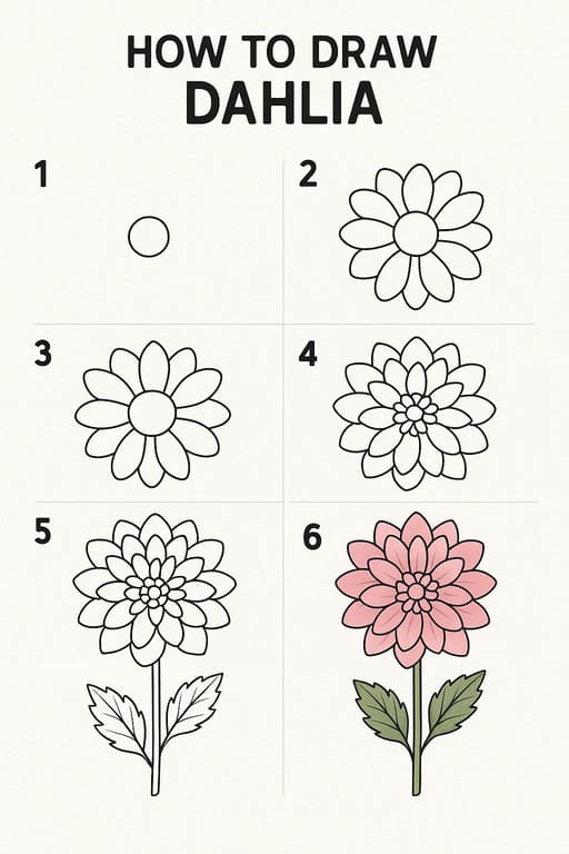 Dahlia Elegant Drawing Ideas