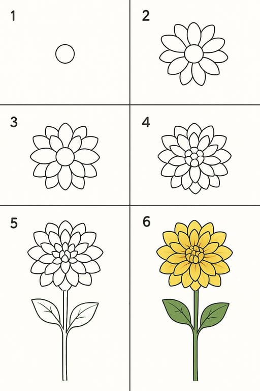 Dahlia For Kids Drawing Ideas