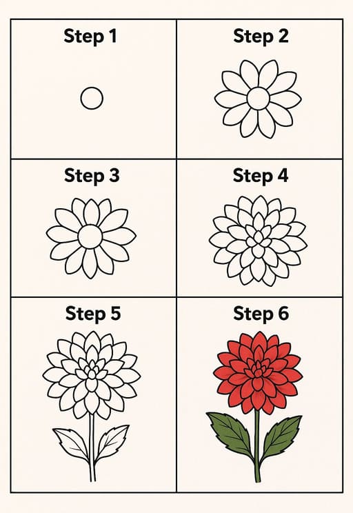 Dahlia Gorgoeus Drawing Ideas
