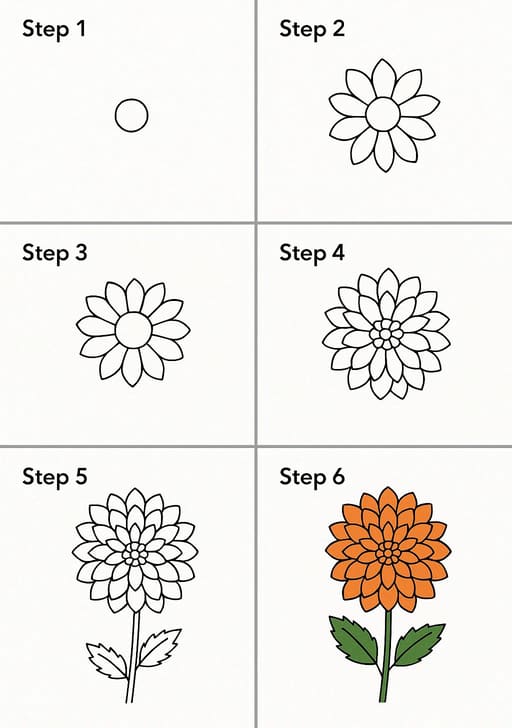 Dahlia Orange Drawing Ideas