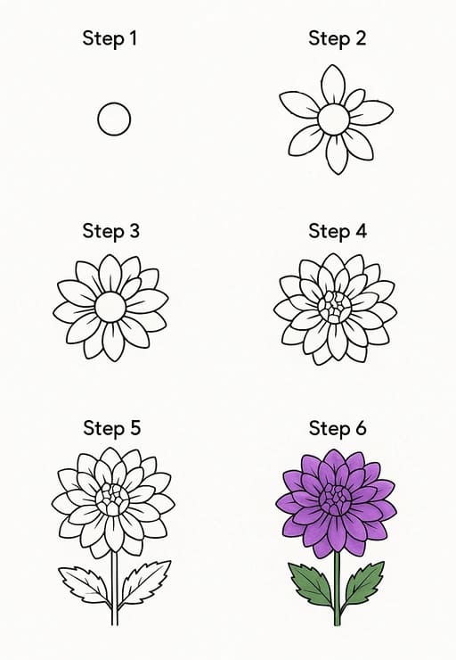 Dahlia Purple Drawing Ideas