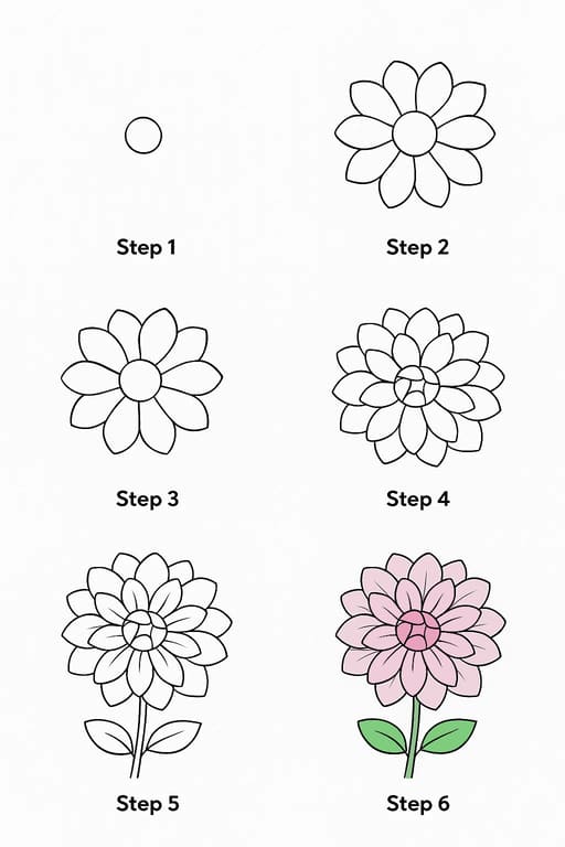 Dahlia Simple Drawing Ideas