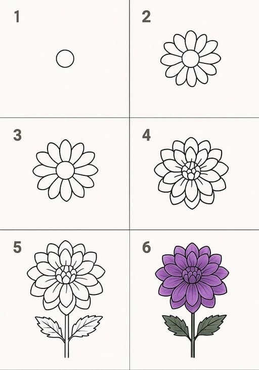 Dahlia Vintage Drawing Ideas
