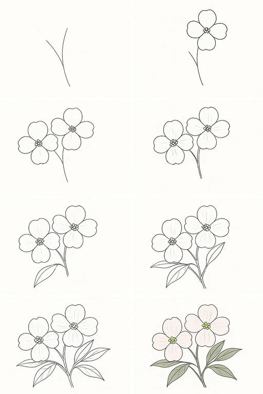 Dogwood Flower Branch Drawing Ideas