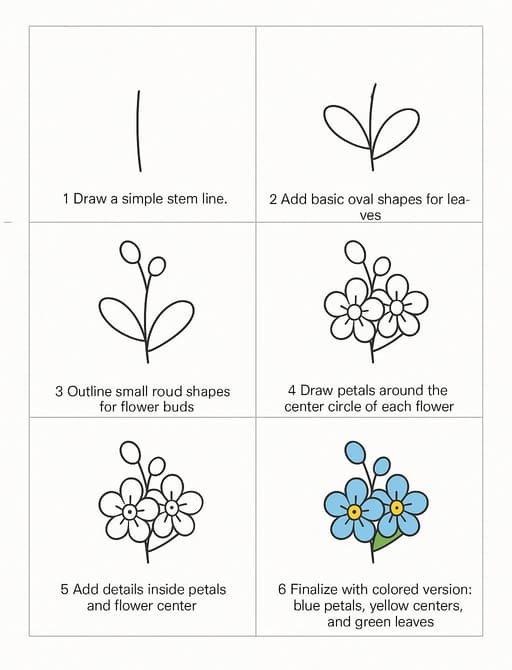 Easy Forget-Me-Not Drawing Ideas