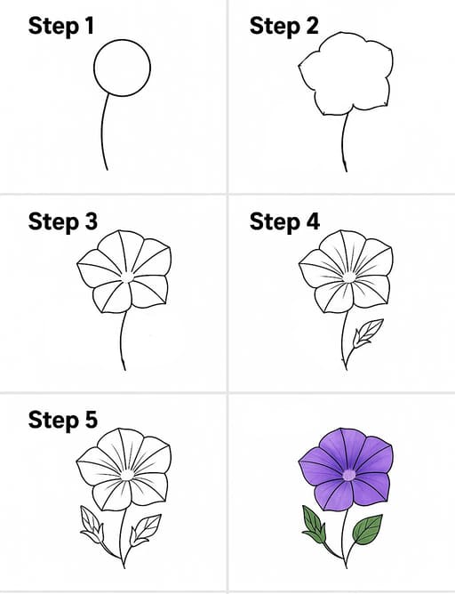 Easy Morning Glory Drawing Ideas