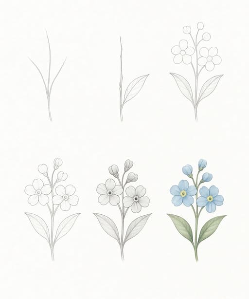 Elegant Forget-Me-Not Drawing Ideas