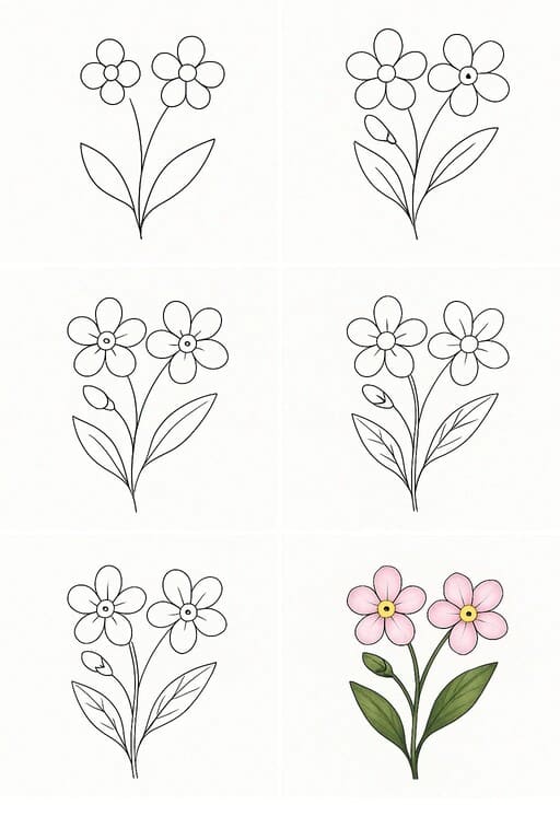 Forget-Me-Not Flower Drawing Ideas