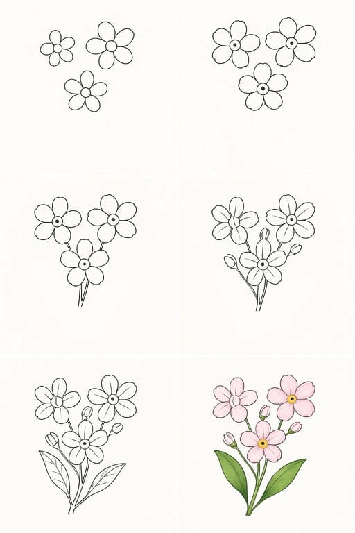 Forget-Me-Not Flowers Drawing Ideas