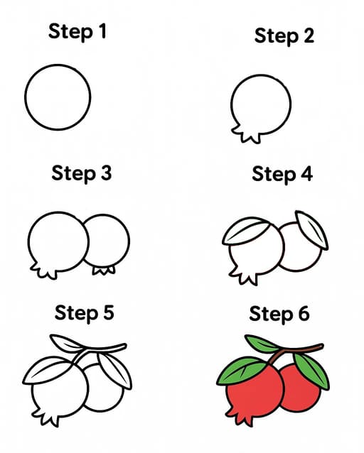 Fresh Pomegranates Drawing Ideas