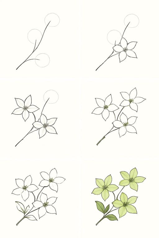 Green Dogwood Flower Drawing Ideas