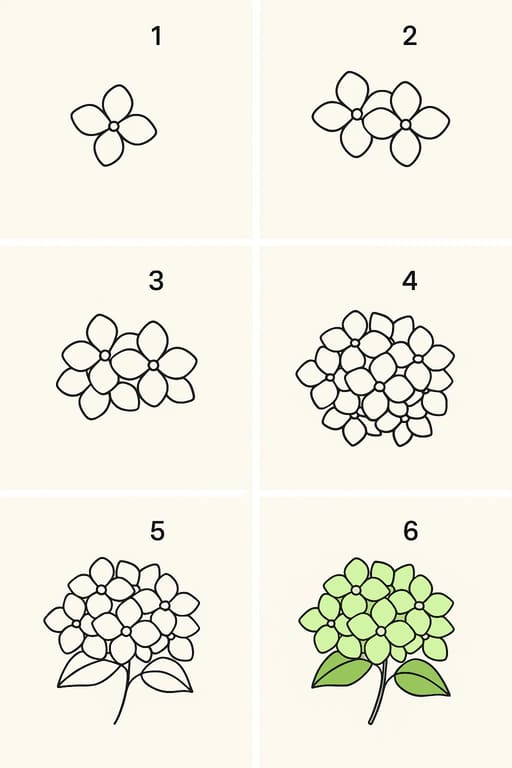 Green Hydrangea Drawing Ideas