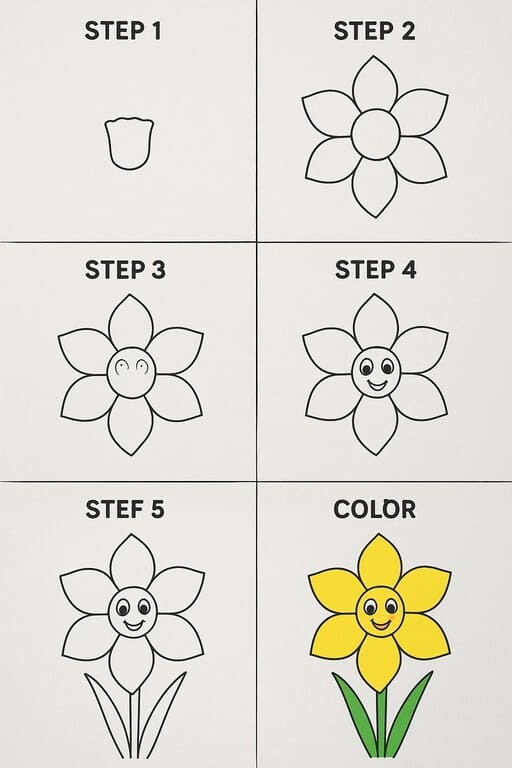 Happy Daffodil Drawing Ideas