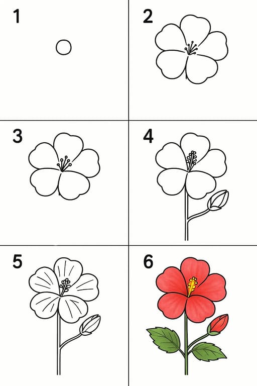 Hibiscus Flower and Bub Drawing Ideas