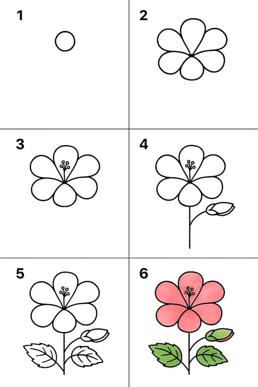 Hibiscus For Kids Drawing Ideas